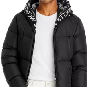 Embroidered Moncler winter down jacket, short style.